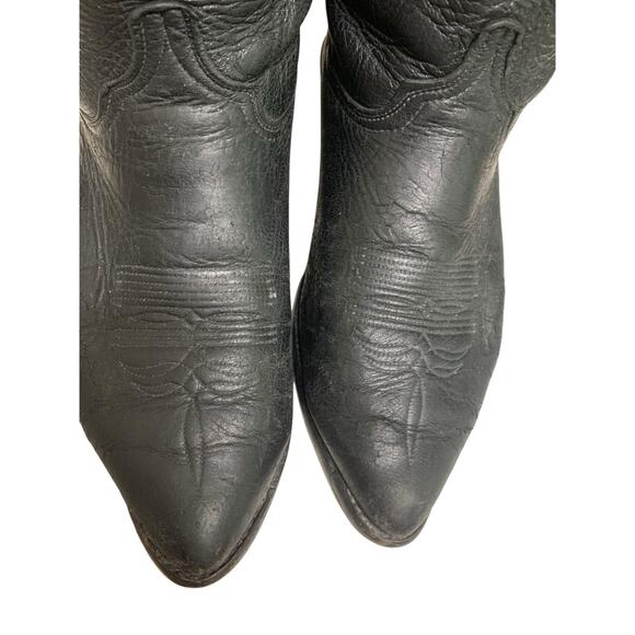 Cats Paw Vintage Western Cowboy Boots Black Leather Pull On Riding Italy 10 1/2 main image 11